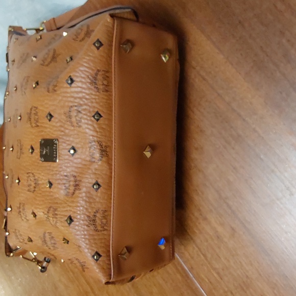 MCM Cognac Hobo Bag with Matching Wallet Iconic Monogram Print - Picture 3 of 12